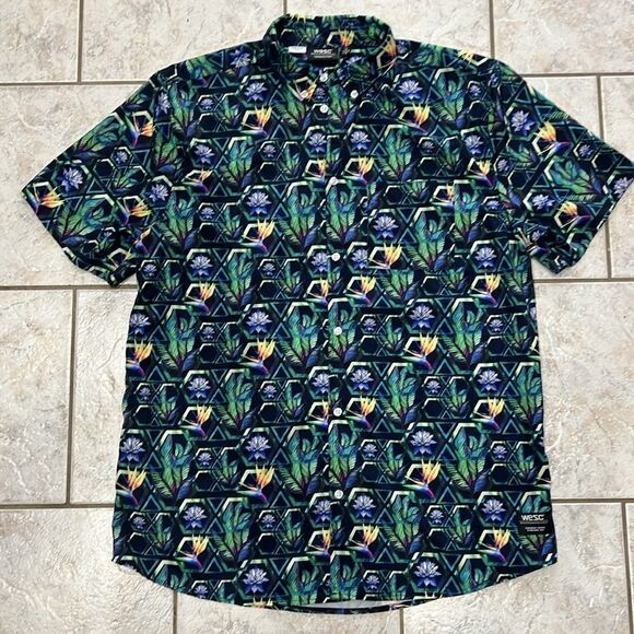 Wesc Oden Floral Print Collared Short-Sleeve Button-Down Shirt Size Large C15 - Picture 3 of 6